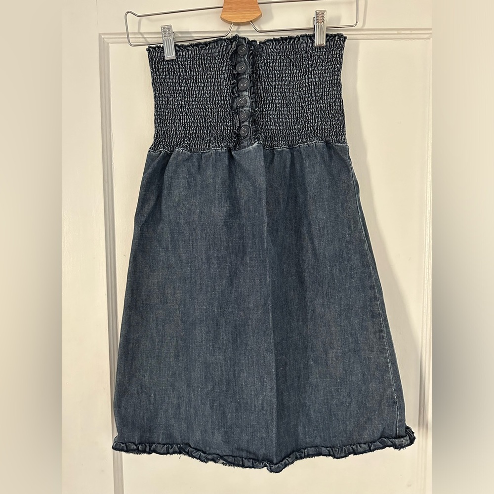 Denim, Strapless mini dress, jean, festival